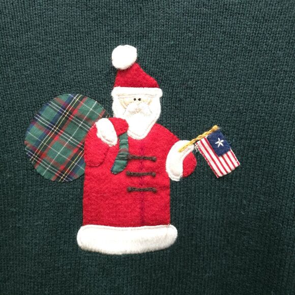 VTG Americana Christmas Sweater Cardigan XL Ugly Party USA 90s Wool Shoulder Pad - Picture 9 of 15